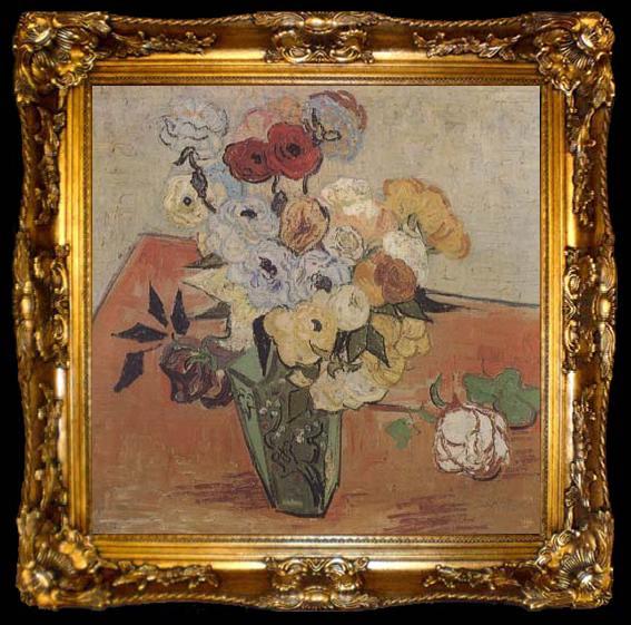 framed  Vincent Van Gogh Roses and Anemones (mk06), ta009-2